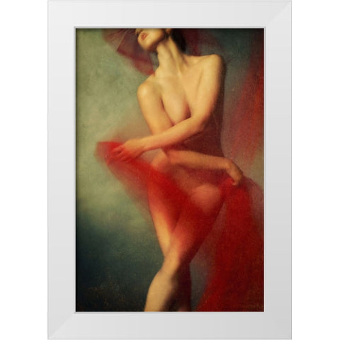 Red Ii White Modern Wood Framed Art Print by miriana