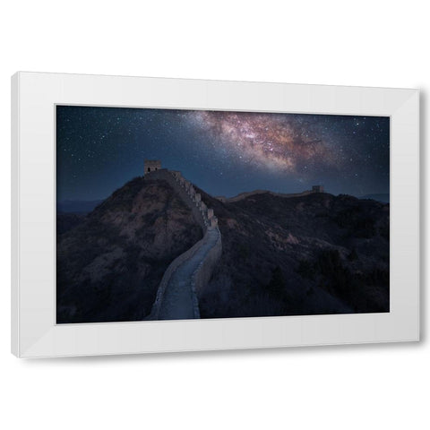 The Night Of The Great Wall White Modern Wood Framed Art Print by Simoon