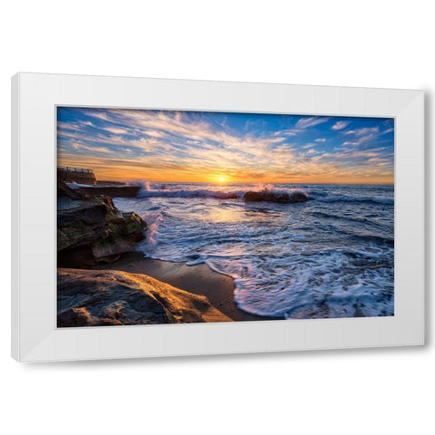 San Diego Sunset White Modern Wood Framed Art Print by Reames, Richard