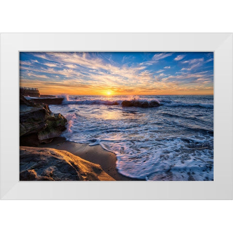 San Diego Sunset White Modern Wood Framed Art Print by Reames, Richard