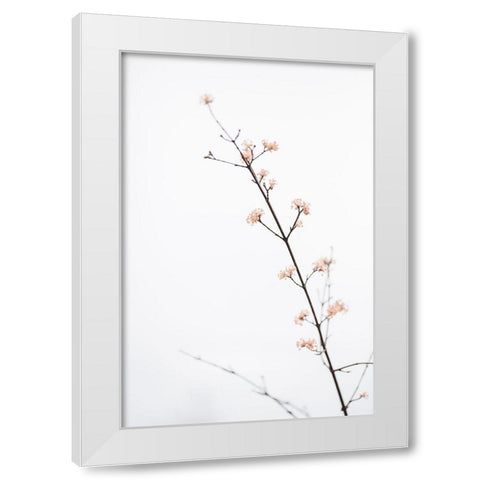 Twig with small flowers White Modern Wood Framed Art Print by 1x Studio III