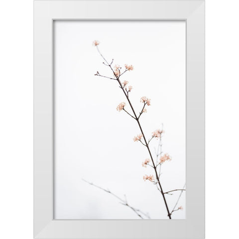 Twig with small flowers White Modern Wood Framed Art Print by 1x Studio III