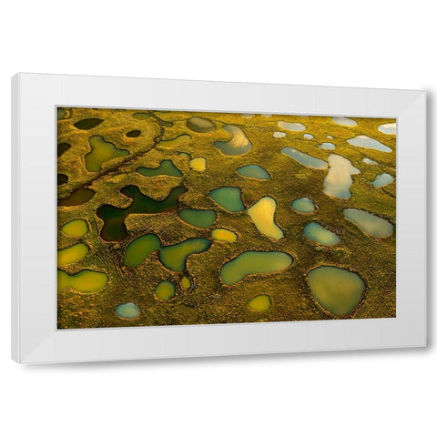 Aerial Abstract Of Small Lakes White Modern Wood Framed Art Print by Bian, James