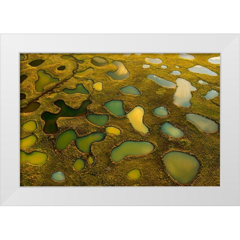 Aerial Abstract Of Small Lakes White Modern Wood Framed Art Print by Bian, James
