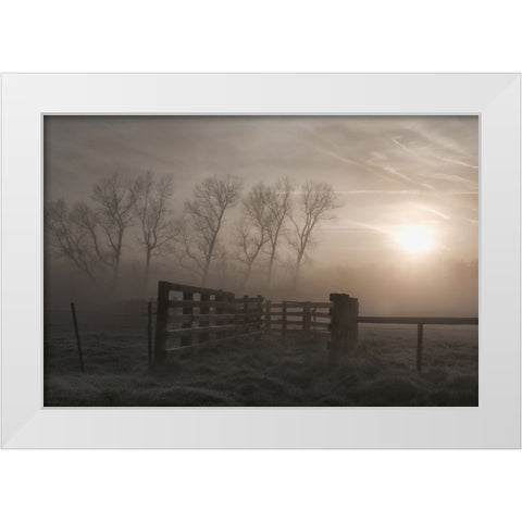 Hazy Morning Symphony White Modern Wood Framed Art Print by Depaepe, Yvette
