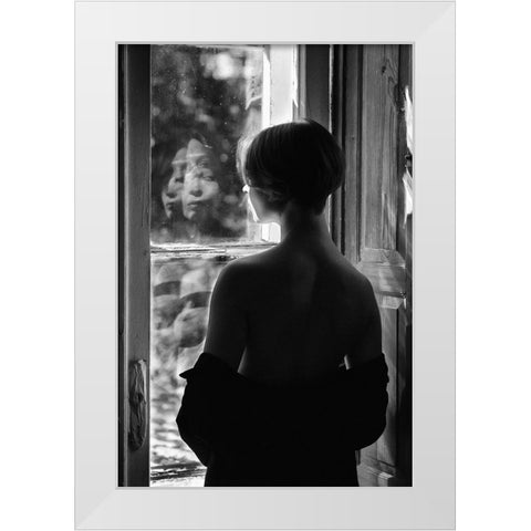 Devil In You White Modern Wood Framed Art Print by Kapsha, Eduards