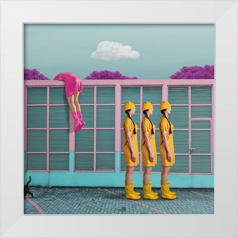 Hiding Away From Myself White Modern Wood Framed Art Print by Hardibudi