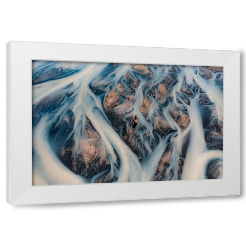 The Glacier Rivers Of Iceland White Modern Wood Framed Art Print by Loucaides, Valentinos