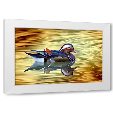 Golden White Modern Wood Framed Art Print by Bencic, Bojan