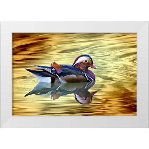 Golden White Modern Wood Framed Art Print by Bencic, Bojan