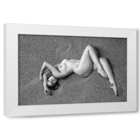 Golden Spiral White Modern Wood Framed Art Print by Kapsha, Eduards