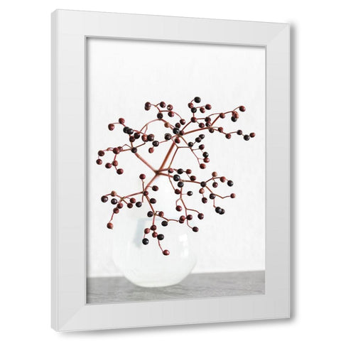 Vase_berries White Modern Wood Framed Art Print by 1x Studio III