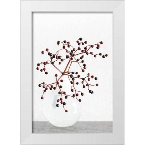 Vase_berries White Modern Wood Framed Art Print by 1x Studio III