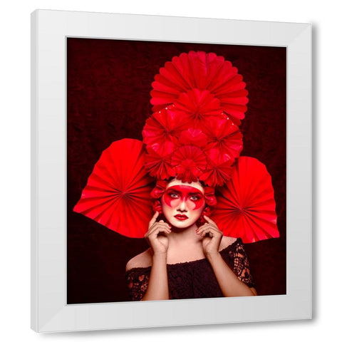 Chinese Red Art White Modern Wood Framed Art Print by Mukherjee, Debarghya