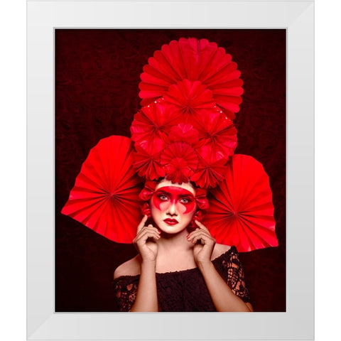 Chinese Red Art White Modern Wood Framed Art Print by Mukherjee, Debarghya