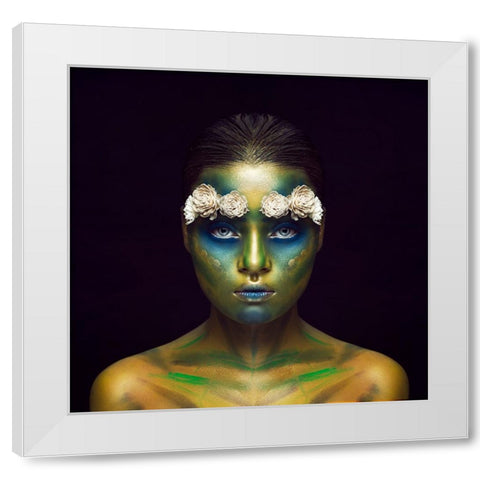 Dark Girl White Modern Wood Framed Art Print by Mukherjee, Debarghya