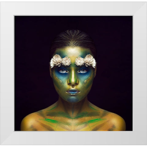 Dark Girl White Modern Wood Framed Art Print by Mukherjee, Debarghya