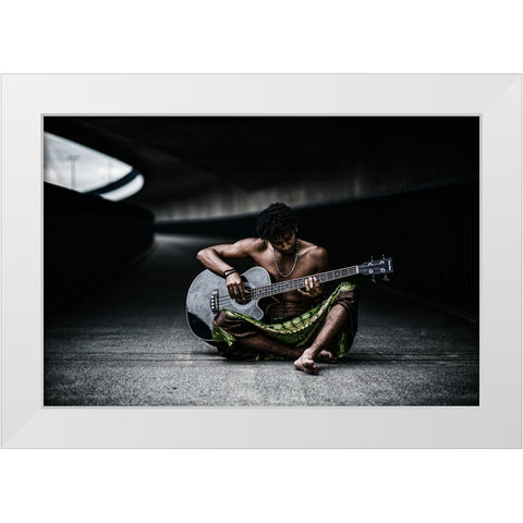 Bass White Modern Wood Framed Art Print by Camlilar, Erkan