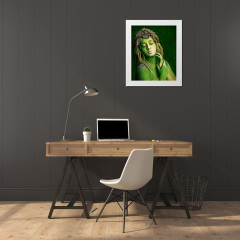 Green Witch White Modern Wood Framed Art Print by Mukherjee, Debarghya
