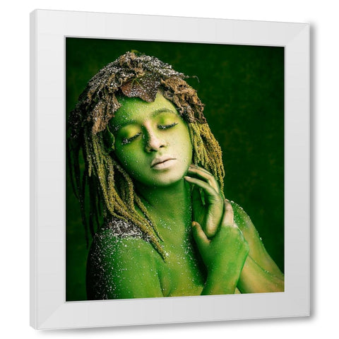 Green Witch White Modern Wood Framed Art Print by Mukherjee, Debarghya