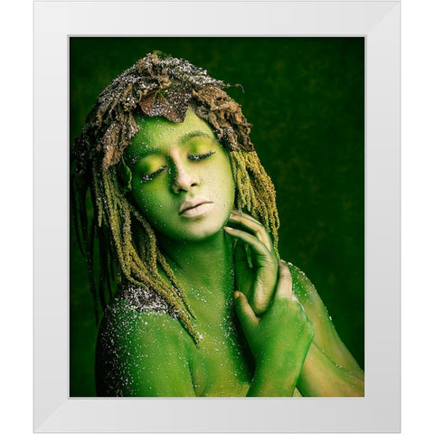 Green Witch White Modern Wood Framed Art Print by Mukherjee, Debarghya