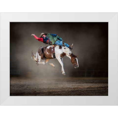 Buckjumping White Modern Wood Framed Art Print by Ma, Frank