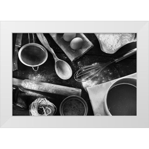 A Set Of Old Kitchen Items White Modern Wood Framed Art Print by Solovie, Andre