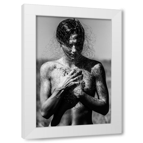 Untitled White Modern Wood Framed Art Print by Bousca, Bogdan