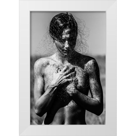 Untitled White Modern Wood Framed Art Print by Bousca, Bogdan