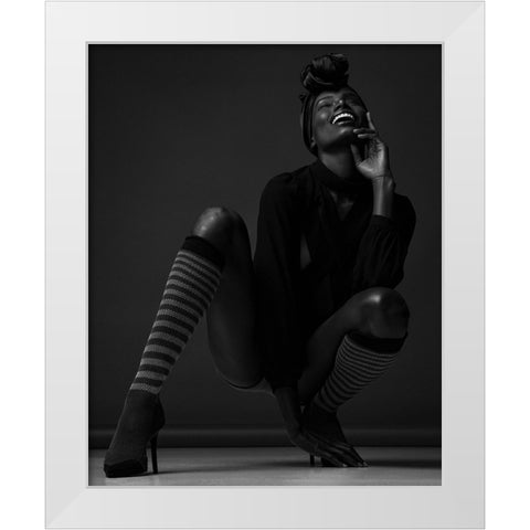 Happy Erika White Modern Wood Framed Art Print by Diaz, Anderson