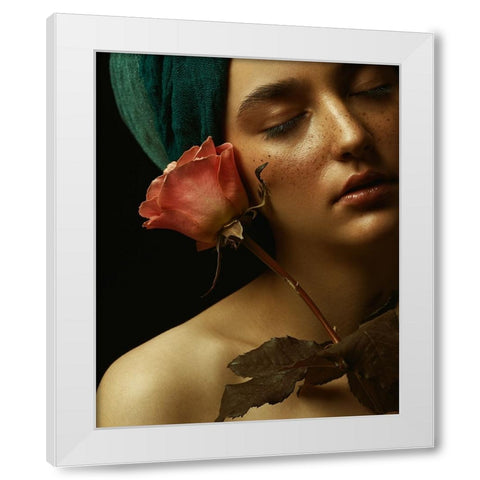 Aram White Modern Wood Framed Art Print by Sahebi, Ali