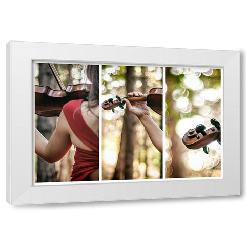Notes In The Forest White Modern Wood Framed Art Print by Kokdemir, Dogan