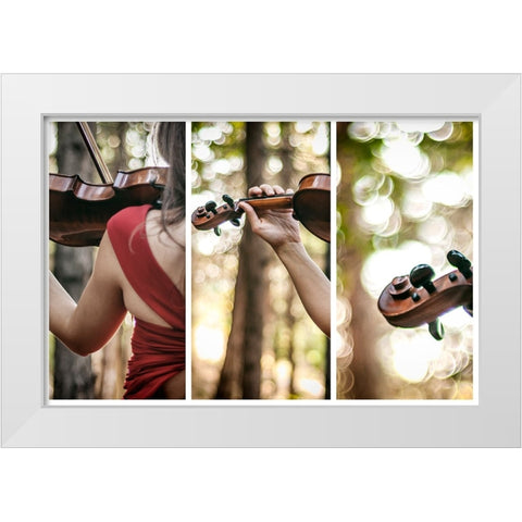 Notes In The Forest White Modern Wood Framed Art Print by Kokdemir, Dogan