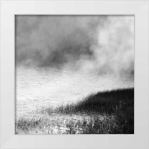 Lake In Fog 2021 White Modern Wood Framed Art Print by Riis, Poul-Erik