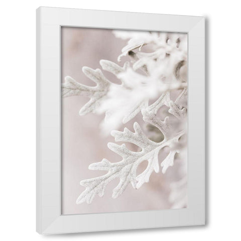 Silver Leaves No 2 White Modern Wood Framed Art Print by 1x Studio III