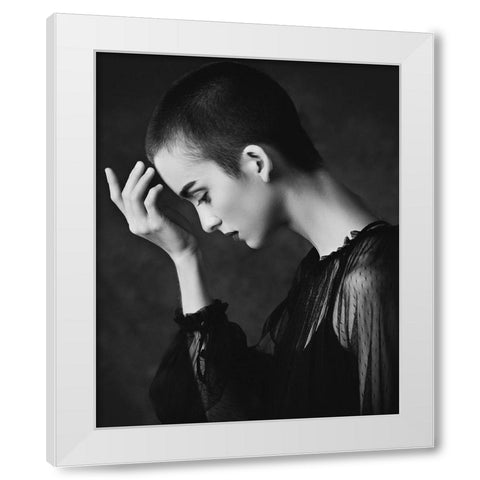 Le Penseur White Modern Wood Framed Art Print by Diaz, Anderson