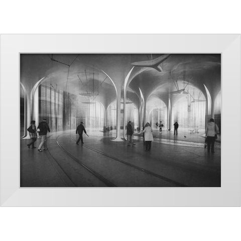 Maandfrac14;Nchener Freiheit White Modern Wood Framed Art Print by Schleicher-Schwarz, Roswitha