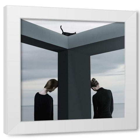 The Wall Between Us White Modern Wood Framed Art Print by Hardibudi