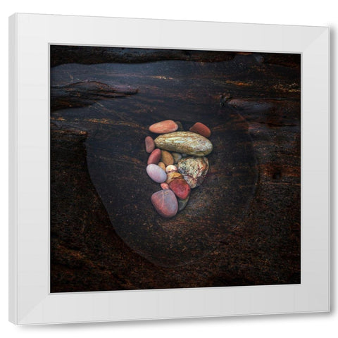 Pebbles White Modern Wood Framed Art Print by Marcos