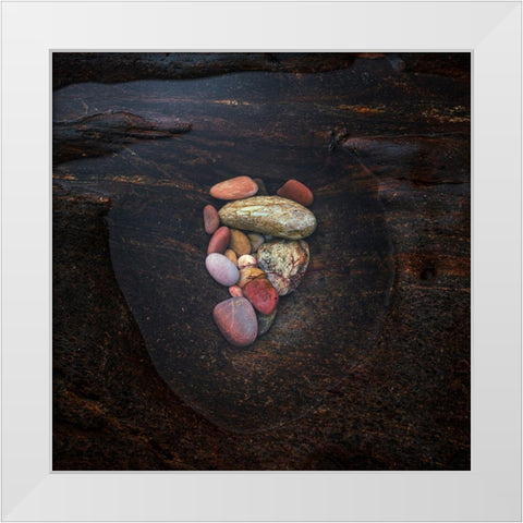 Pebbles White Modern Wood Framed Art Print by Marcos