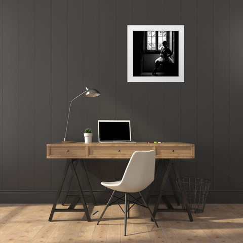 N-T White Modern Wood Framed Art Print by Medeiros, Paulo