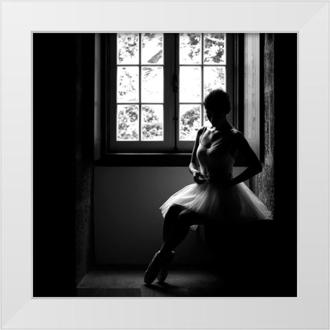 N-T White Modern Wood Framed Art Print by Medeiros, Paulo