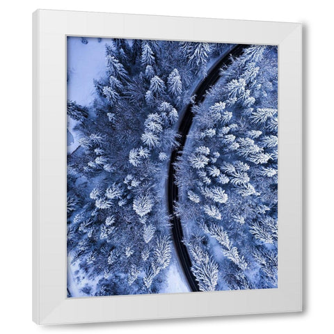 The road not taken White Modern Wood Framed Art Print by Razvan
