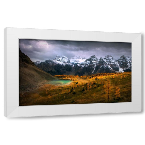 Larch Valley White Modern Wood Framed Art Print by P., Ruiqing