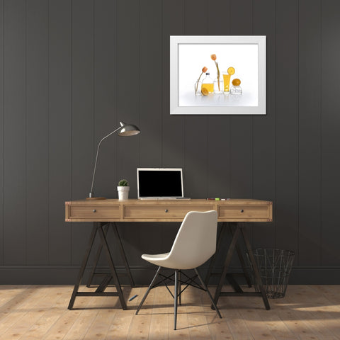 Orange Juice White Modern Wood Framed Art Print by GaoSL