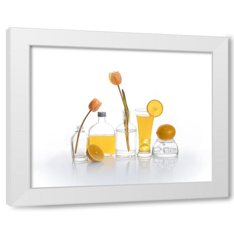 Orange Juice White Modern Wood Framed Art Print by GaoSL