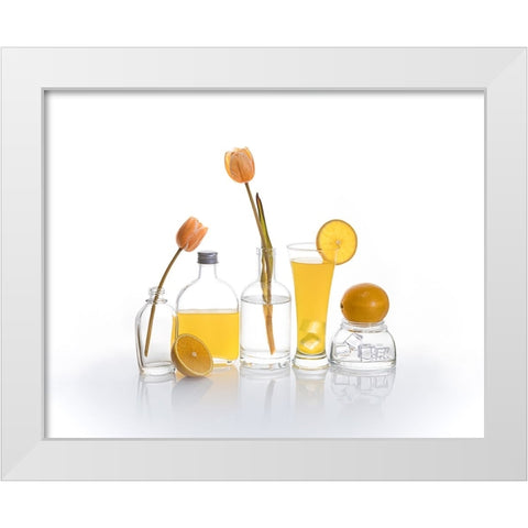 Orange Juice White Modern Wood Framed Art Print by GaoSL