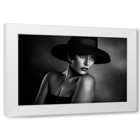 Lady Ros White Modern Wood Framed Art Print by Tambe, Peppe