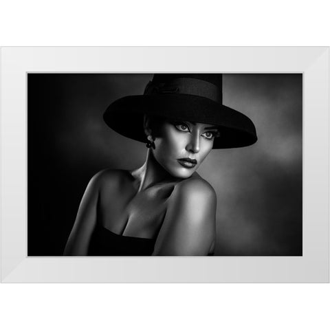 Lady Ros White Modern Wood Framed Art Print by Tambe, Peppe