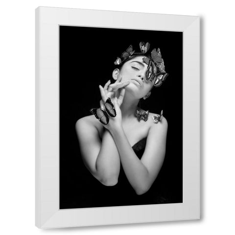 PASSION OF ELEGANCE IN MONOCHROME White Modern Wood Framed Art Print by Samanta, Joyraj